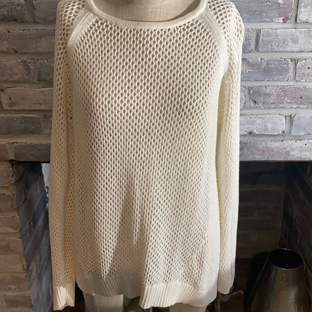 White Michael Kors gold back buttons sweater